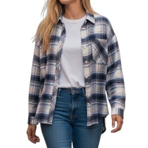 Madewell Plaid Flannel Long-Sleeve Plaid Boxy Shirt
